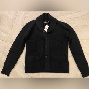 Double RL RRL NWT Mens black cashmere shawl collar cardigan men’s size Small
